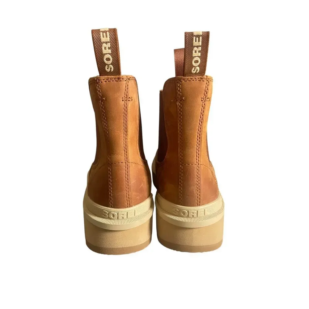 Sorel Women’s Hi-Line Scorch Tawny Buff Colored Leather Chelsea Boots Size-9
